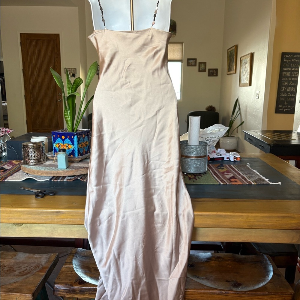 Zara Champagne Satin Midi Dress - Picture 6 of 7